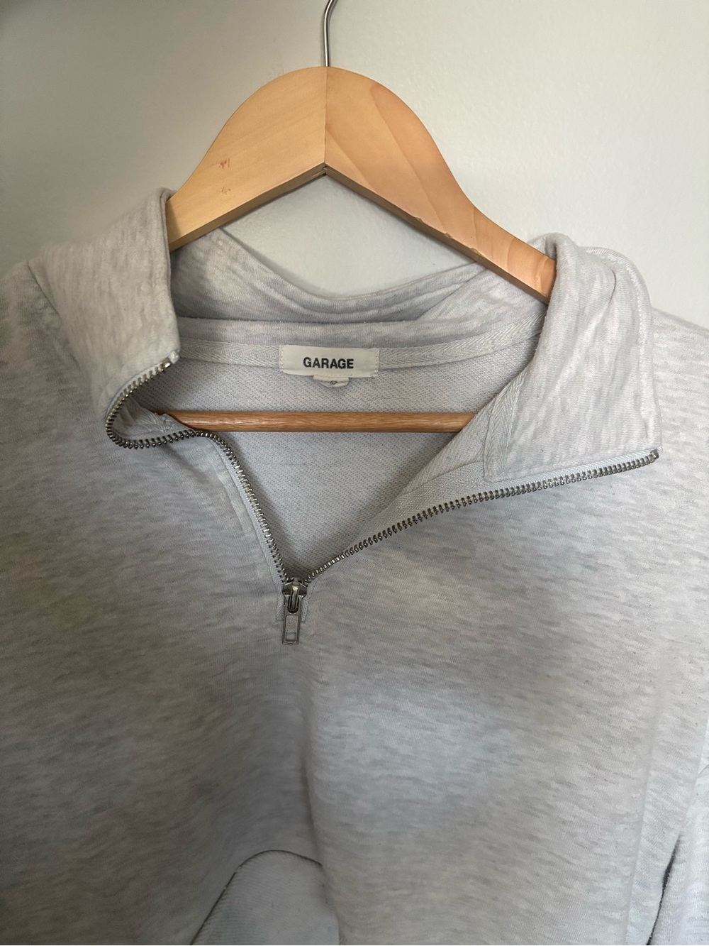 Garage Women’s Light Gray Half-Zip cropped Sweater